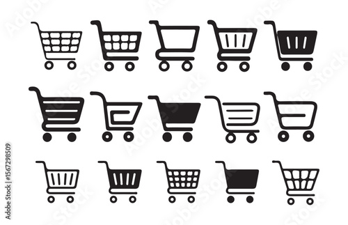 Shopping cart icons set. Internet shop buy symbol. Trolley icon set multiple style collection. vector illustration Eps 10