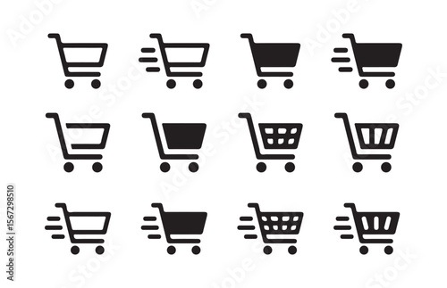 Shopping cart icons set. Internet shop buy symbol. Trolley icon set multiple style collection. vector illustration Eps 10