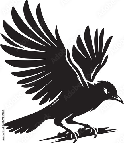 Vector bird myna silhouette illustration