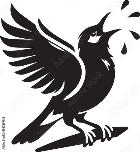 Vector bird myna silhouette illustration