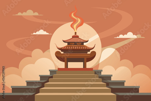 vector illustration of chinese temple