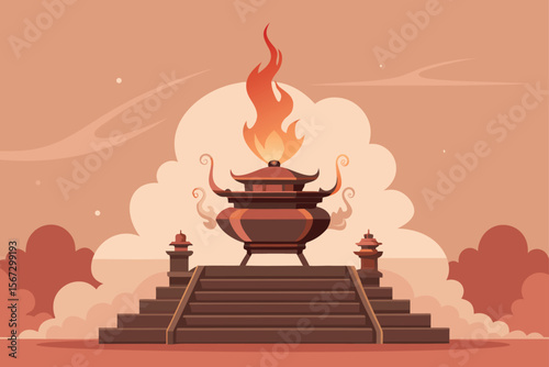 burning candle in the temple