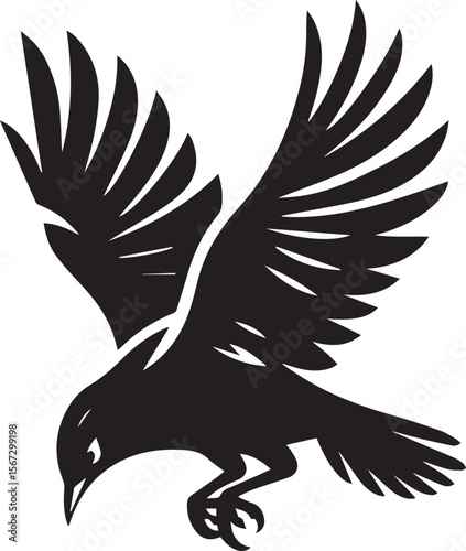 Vector bird myna silhouette illustration