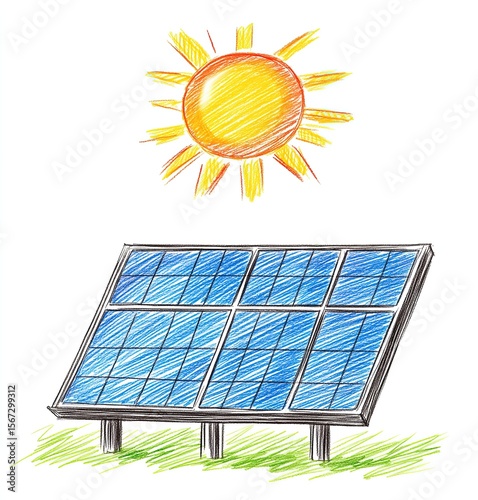 Solar panel on a white background, Ai Generated
