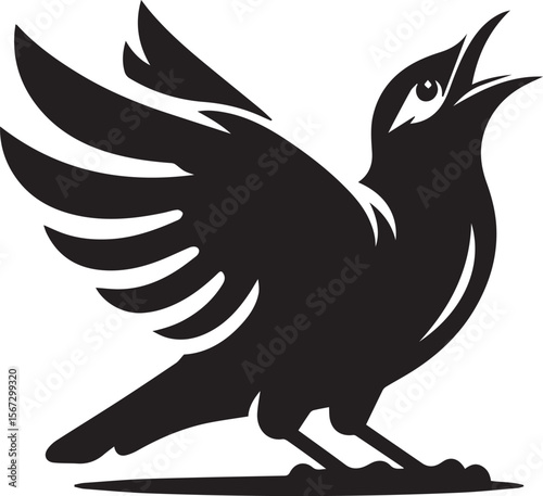 Vector bird myna silhouette illustration