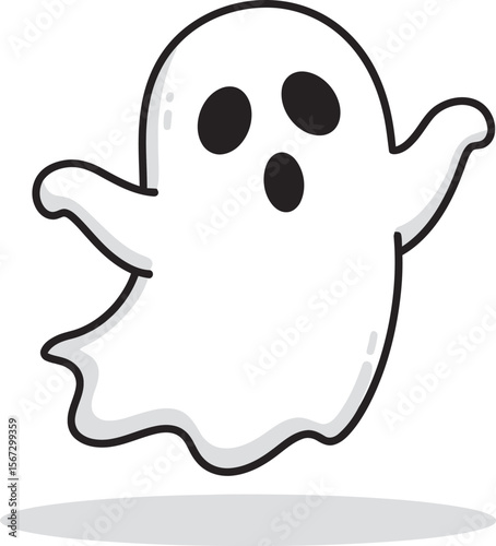A cartoon ghost with wide eyes and open mouth floating in the air.