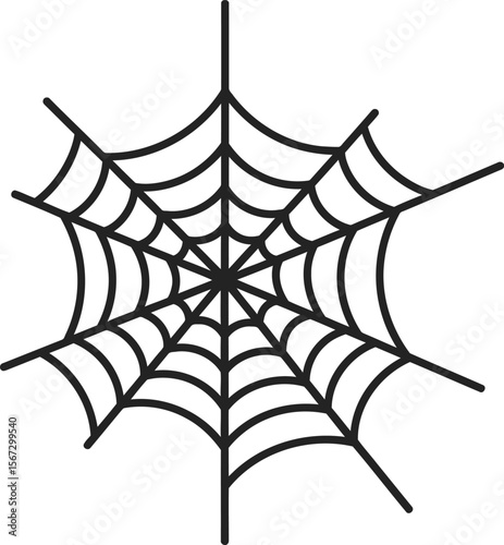A detailed illustration of a spiderweb, showcasing its intricate radial design and symmetrical structure.