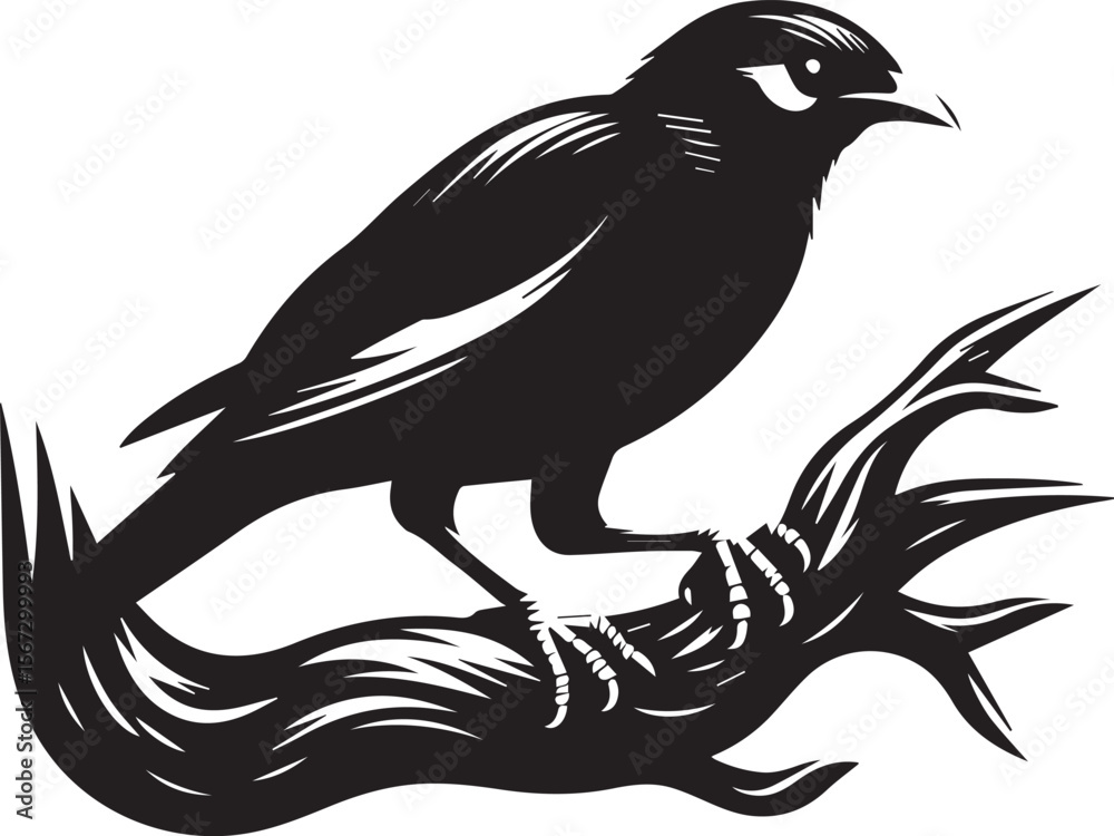 Obraz premium Vector bird myna silhouette illustration