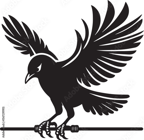 Vector bird myna silhouette illustration