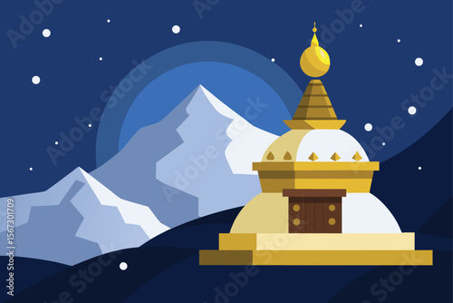 buddhist temple at night