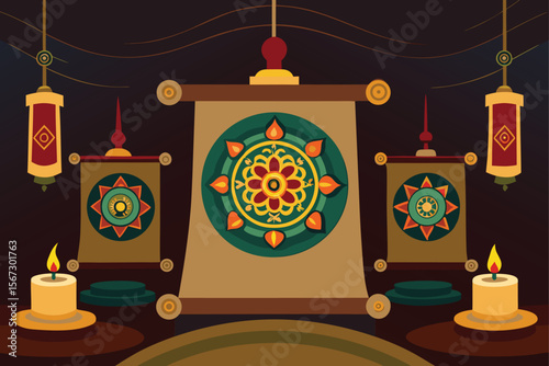 vector illustration of a candlestick with candles