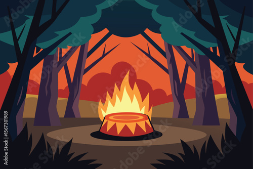 camp fire in the woods