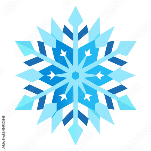 A frosty mandala shaped like a snowflake, with delicate icy blues and precise geometric structure.