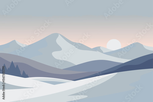 winter landscape with mountains