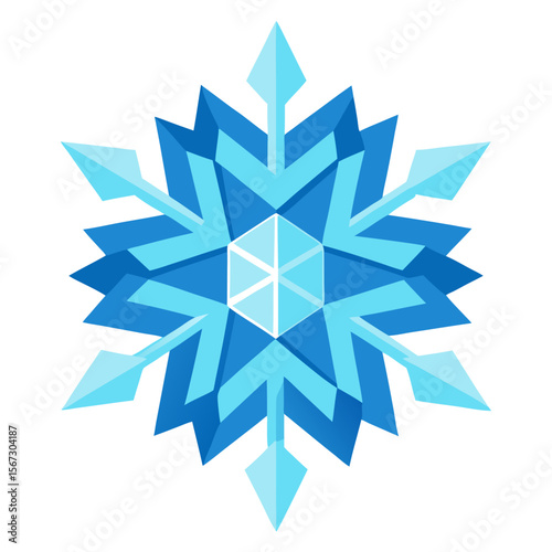 Crystalline Snowflake Mandala with Icy Blue Floral Geometry