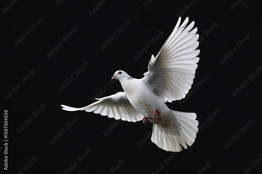 Obraz premium Majestic White Dove in Flight: A Symbol of Peace International Peace Day
