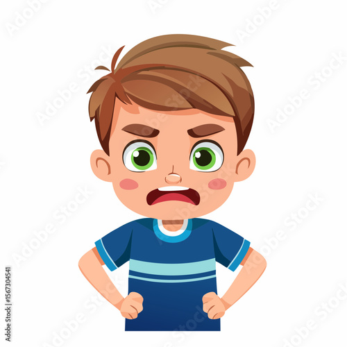Cartoon Vector Image: Emotional Kid - Anger on Display 10