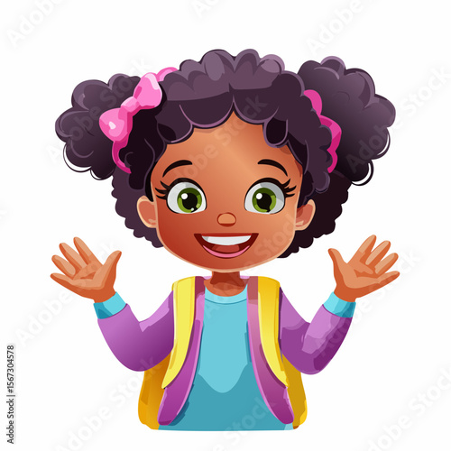 Cartoon Vector Image: Emotional Kid - Excitement on Display 11
