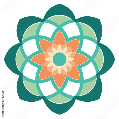 49. An underwater mandala with coral-inspired shapes and soothing aqua tones, evoking marine tranquility.