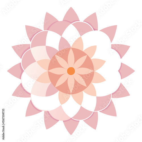 4. A gentle, floral mandala with dreamy, translucent hues, appearing as a harmonious bloom floating in a serene, light-filled space.