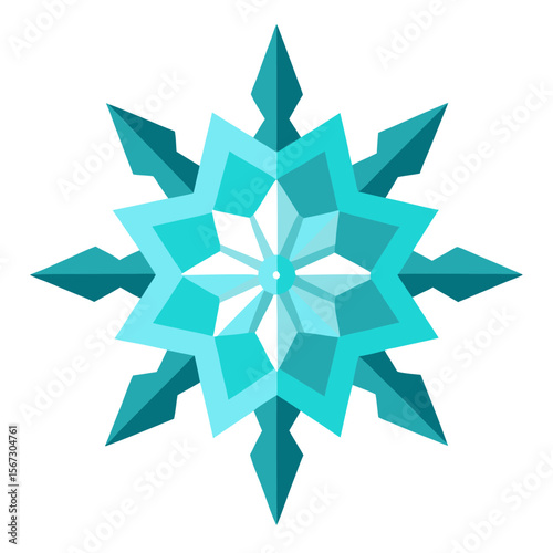 10. A cool-toned, fractal mandala shaped like a snowflake, with sharp, pointed edges and translucent, frosty textures.