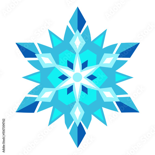 9. A crystalline snowflake mandala with icy blue hues and delicate geometric patterns, resembling a frozen flower in winter.