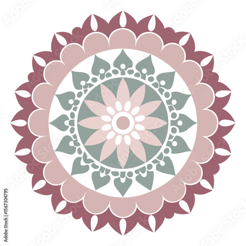 16. A circular mandala with floral motifs and symmetrical patterns, resembling a traditional lace doily, crafted with fine linework.