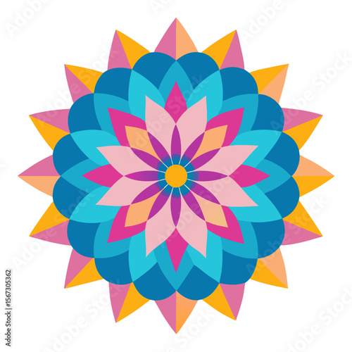 Highly Detailed Lace-Like Mandala with Elaborate Floral Petals and Swirling Linework