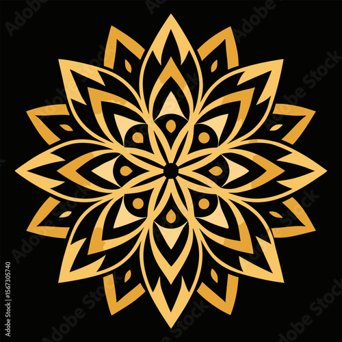 Cosmic Mandala with Blue Crystalline Patterns Floating in Starry Dark Space