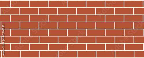 Brick pattern. Seamless vector orange color brick wall background. Red bricks wall vector wallpaper texture.