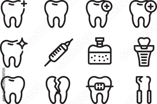 Vector Dental Icons: Clean, Modern, and Professional Line Art Set