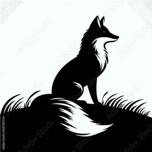 Fox Sitting on Hilltop SVG