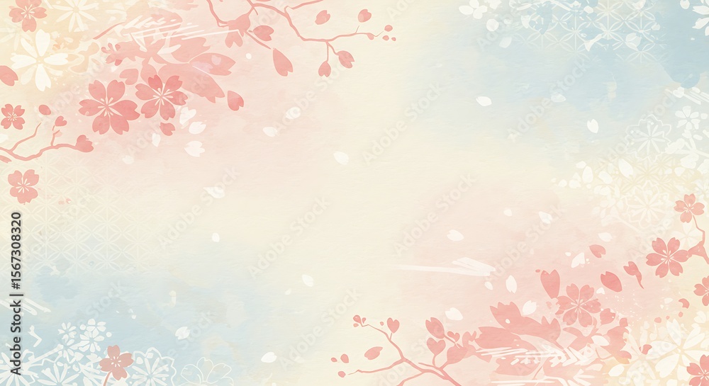 Delicate cherry blossoms design with pastel hues. Delicate cherry blossoms design with pastel hues.