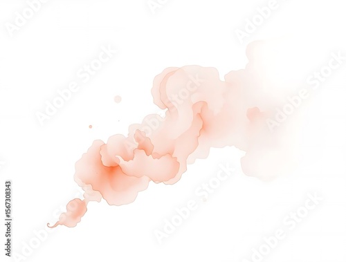 Watercolor Style Soft Peach Cloud Design on a Clean White Canvas
