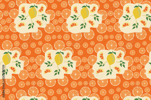 Lemon Orange Citrus Seamless Fruit Pattern Fruit Seamless Pattern Evoking Muted nostalgia, this delicate fruit pattern suits digital paper and packaging. 