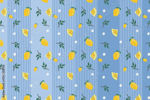 Lemon Slice And Mango Fruit Leaves Seamless Pattern Lemon  And Mango Fruit Seamless Pattern Evoking Muted nostalgia, this delicate fruit pattern suits digital paper and packaging