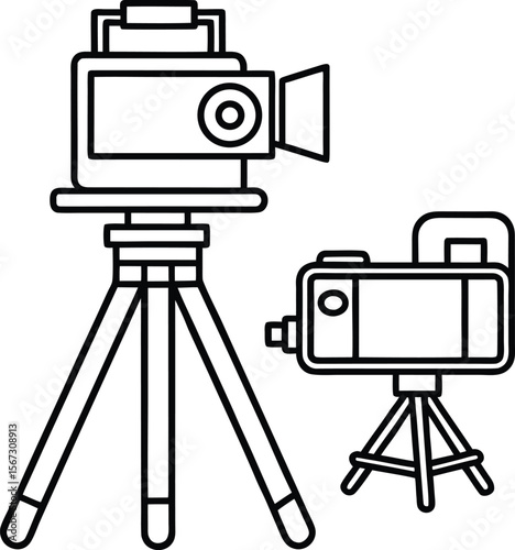 Professional Video Recording Setup Cameras and Tripods for Filmmaking