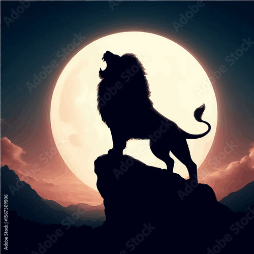 Lion Roaring on Rock SVG