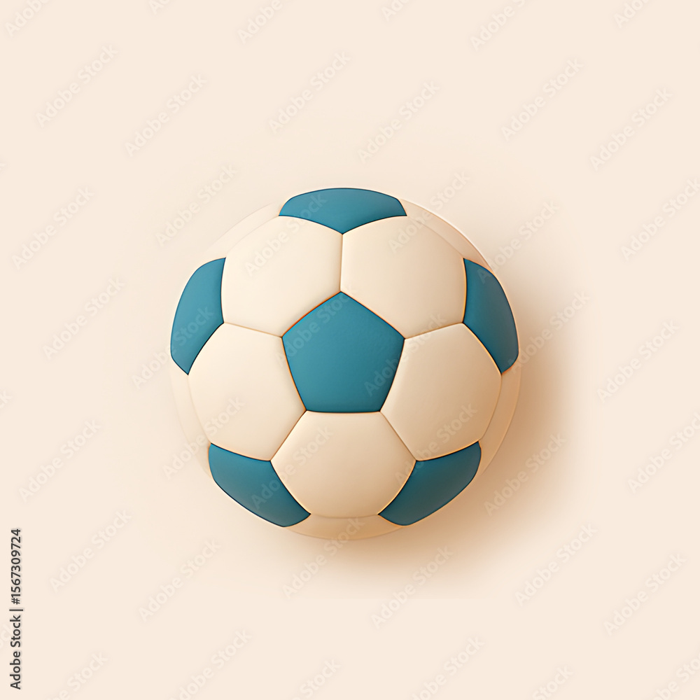 Obraz premium 3D Soccer Ball Icon - Cute 3D Sports Icons in Vibrant Colors