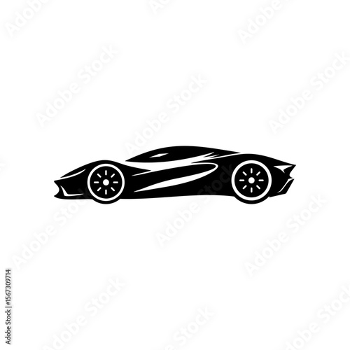 Stylish Racing Car Silhouette in Side View