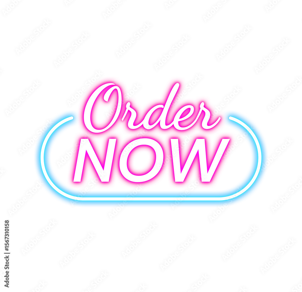 Fototapeta premium Neon Order Now Promotion Signboard