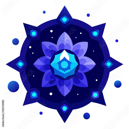 Crystalline Cosmic Mandala Floating in a Starry Void