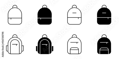 backpack, school bag, rucksack icon set