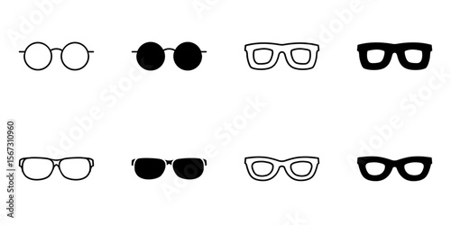 sunglasses, eyeglasses, glasses icon set