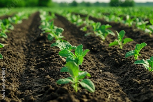Flawless Visual of Growing Organic and Ecological Plants Fields Background