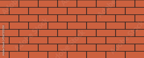 Brick pattern. Seamless vector orange color brick wall background. Red bricks wall vector wallpaper texture.