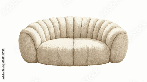 Parchment Solitude Minimalist sofa Cream isolated watercolor vector illustration svg