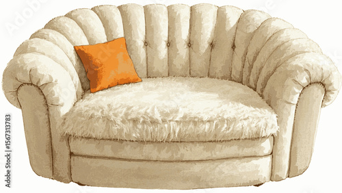 Soft Focus Seat Minimalist sofa Cream isolated watercolor vector illustration svg