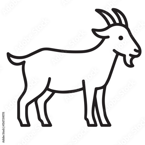 "Outline Illustration of a Goat – Farm Animal Icon"