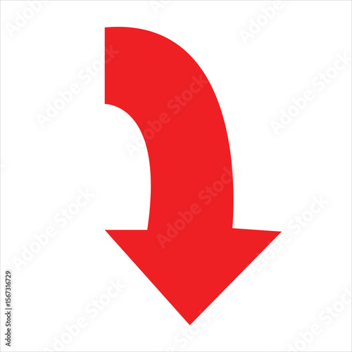 red, arrow, down, icon, direction, decrease, symbol, graphic, design, vector, indicator, business, economy, fall, pointing, drop, warning, downtrend, navigation, flat, simple, decline, infographic, si